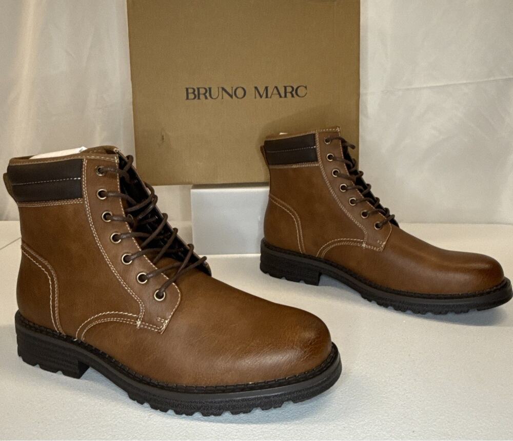 Bruno Marc Men’s Durable Lace-Up Lug Boots Brown Size 11